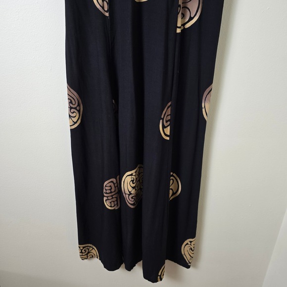 Smithsonian Batik Dress Womens Medium Short Sleeve Black Medallion Pattern - Picture 3 of 10